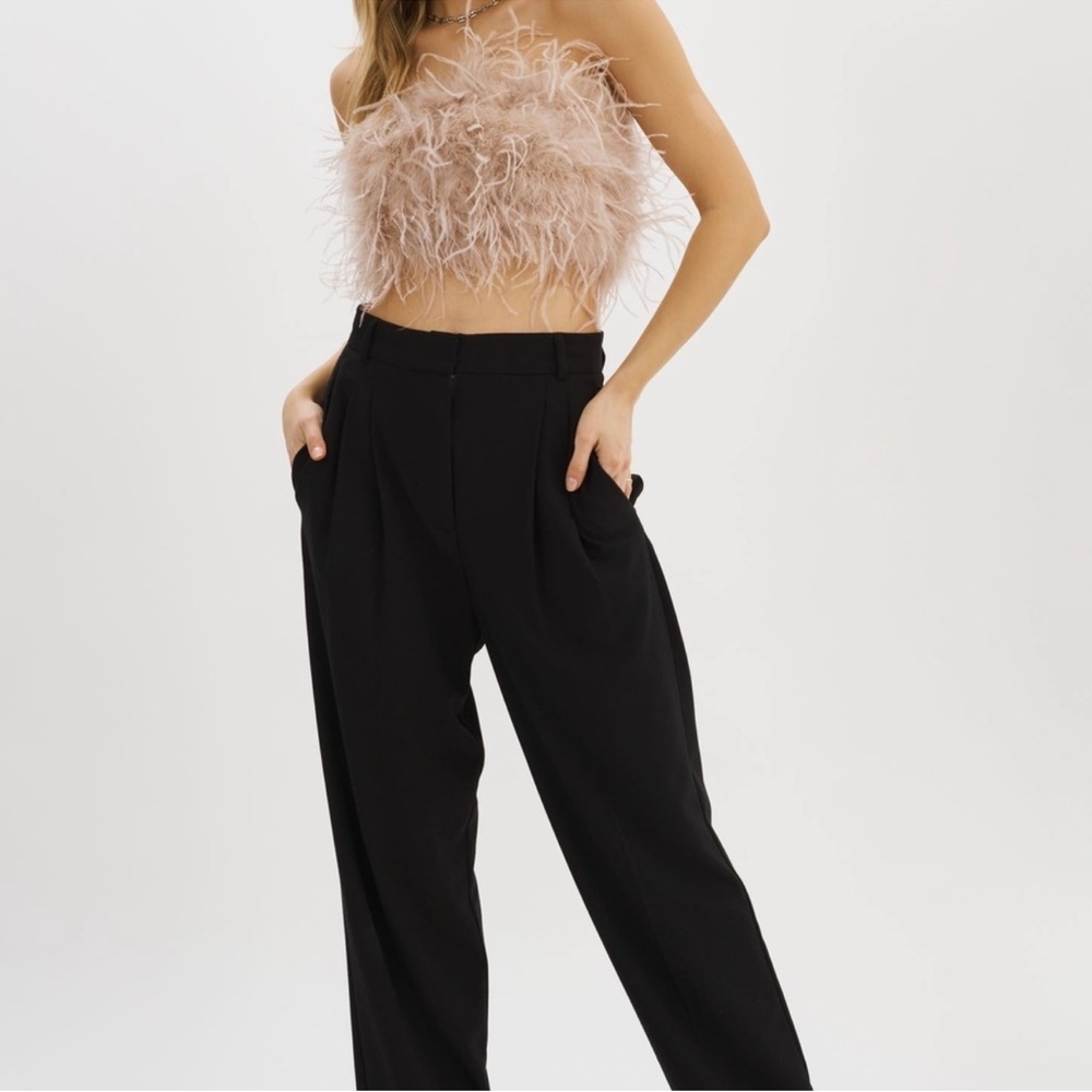 Lamarque Feathered Crop Top in Dusty Pink - Picture 3 of 12